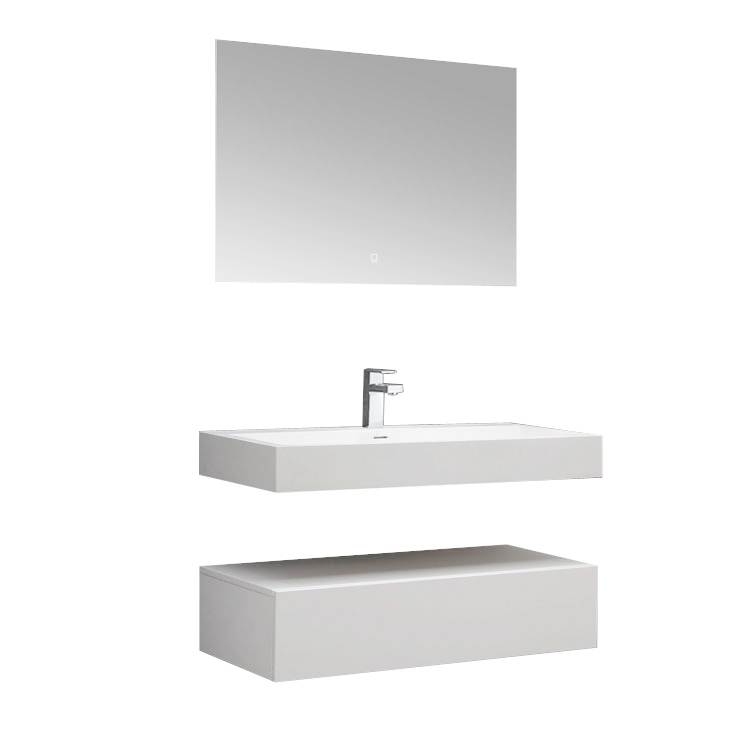 StoneArt Set di mobili da bagno LP4510 bianco 100x48cm lucido