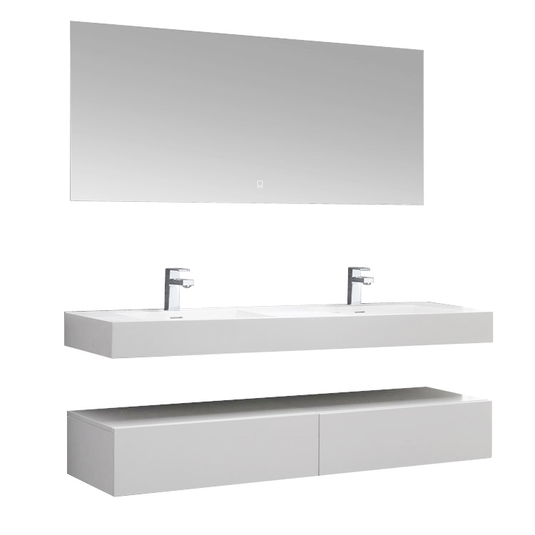 StoneArt Set di mobili da bagno LP4516 bianco 160x48cm lucido