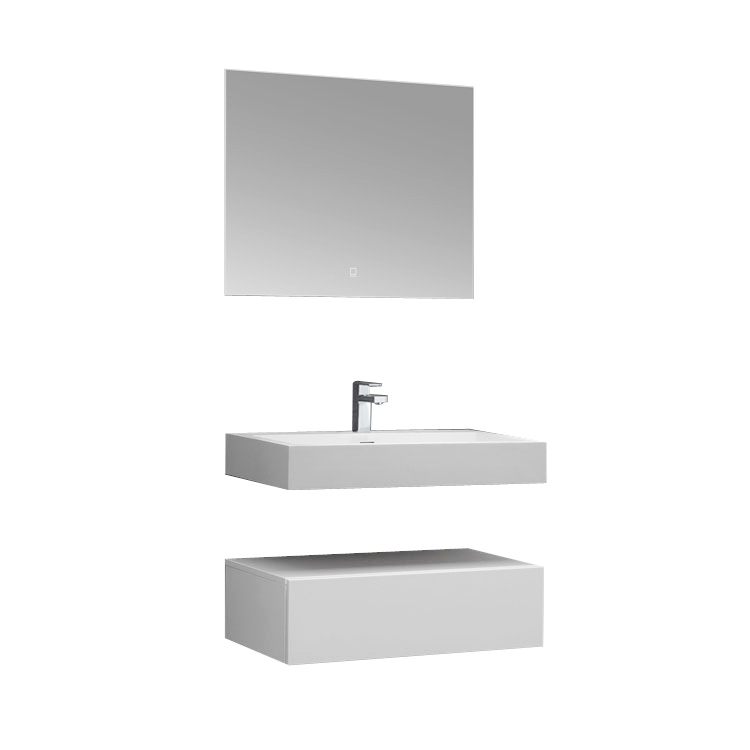 StoneArt Set di mobili da bagno LP4508 bianco 80x48cm lucido