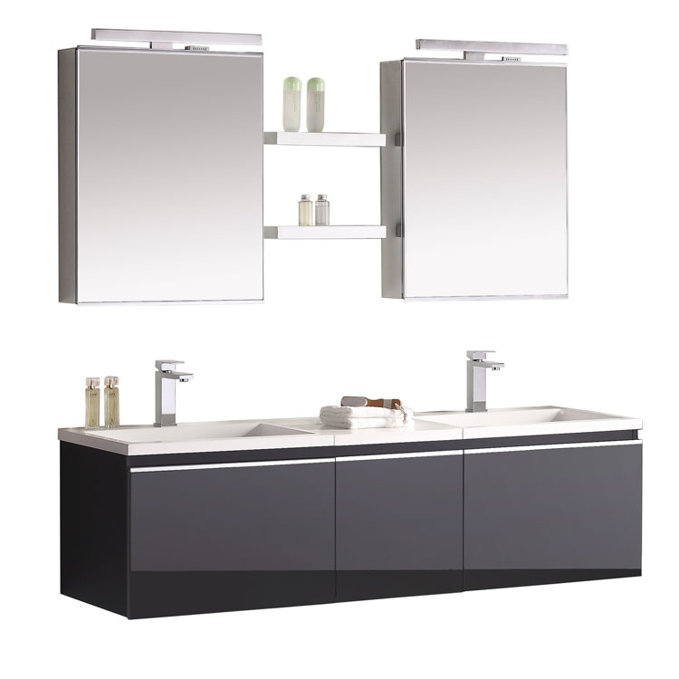 StoneArt Set di mobili da bagno Milano ME-1600-1 grigio scuro 160x45