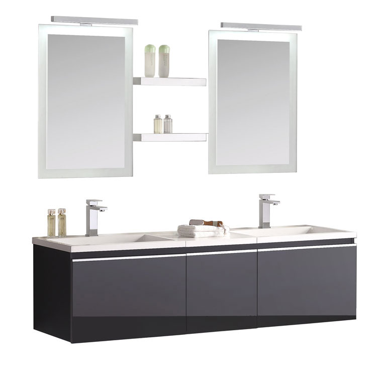 StoneArt Set di mobili da bagno Milano ME-1600 grigio scuro 160x45