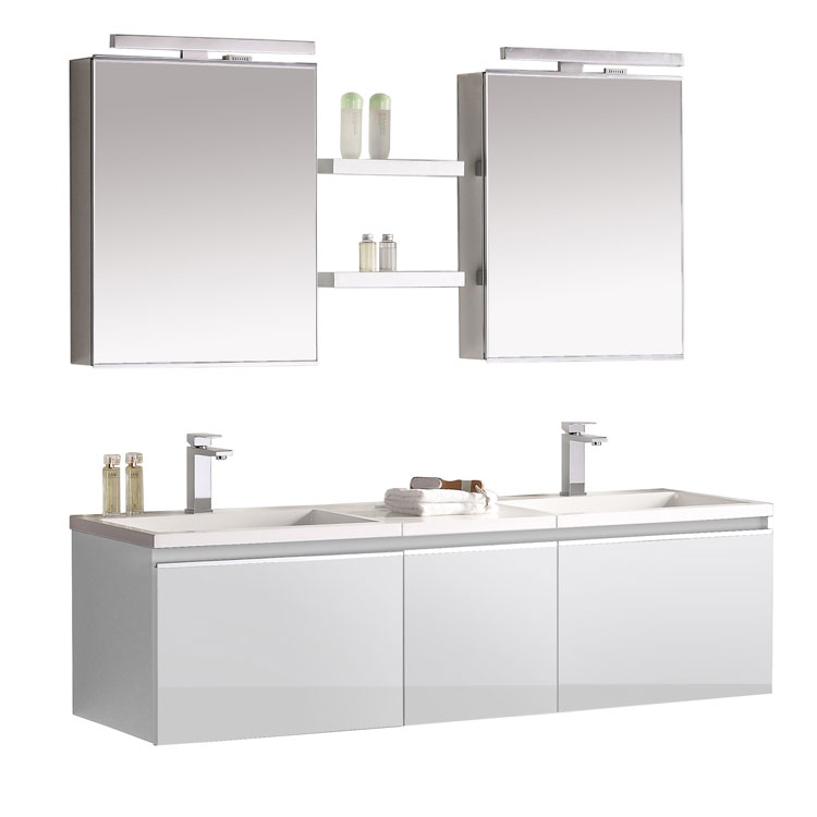 StoneArt Set di mobili da bagno Milano ME-1600-1 bianco 160x45
