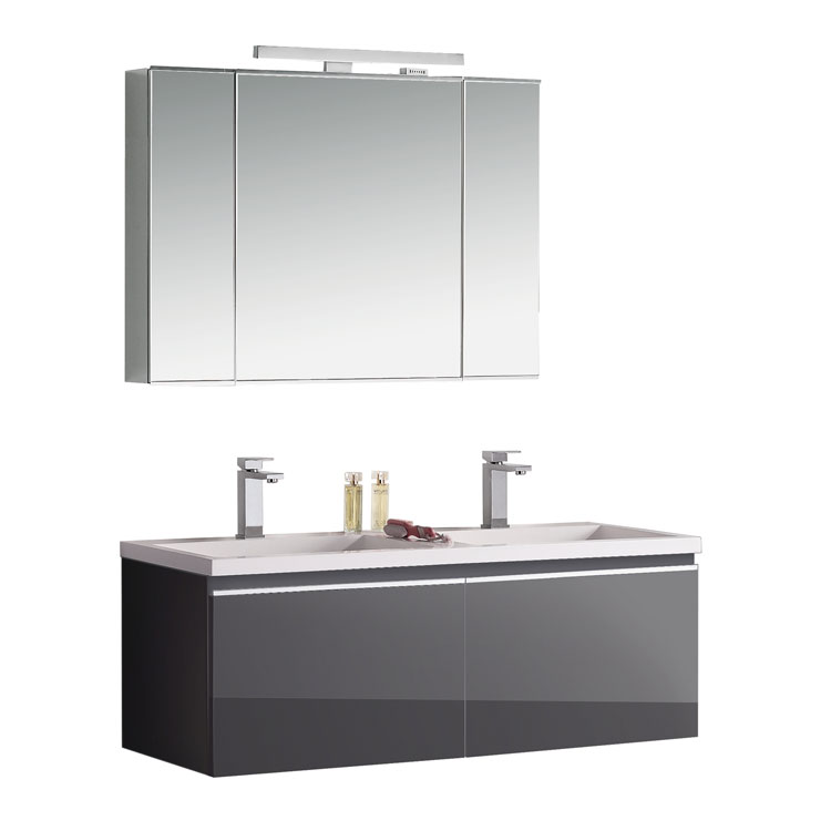 StoneArt Set di mobili da bagno Milano ME-1200-1 grigio scuro 120x45
