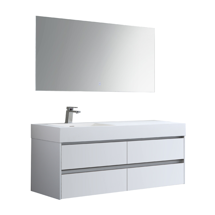 StoneArt Set di mobili da bagno Milano ML-1400 bianco opaco 140x48 si