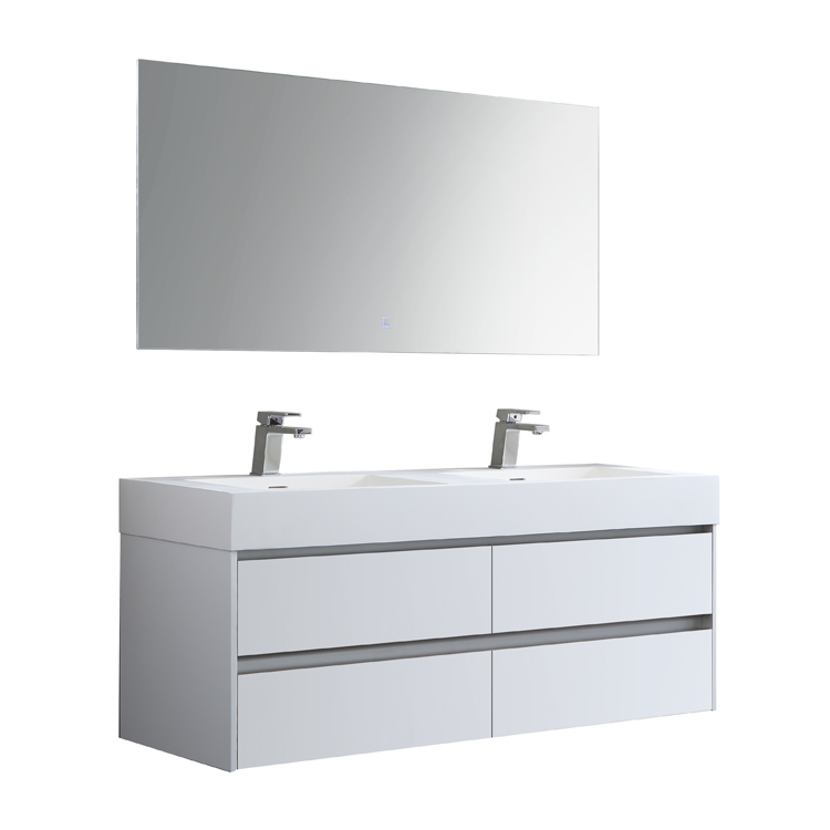 StoneArt Set di mobili da bagno Milano ML-1400 bianco lucido 140x48